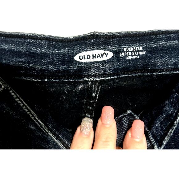 Old Navy Rockstar Super Skinny Jeans Womens Size 14 Mid Rise Dark Wash Denim - Picture 3 of 7